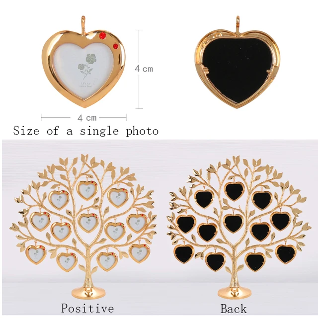 Elegant Family Tree 12 x 12 Inch Metal Table shop Top Photo Frame Decoration