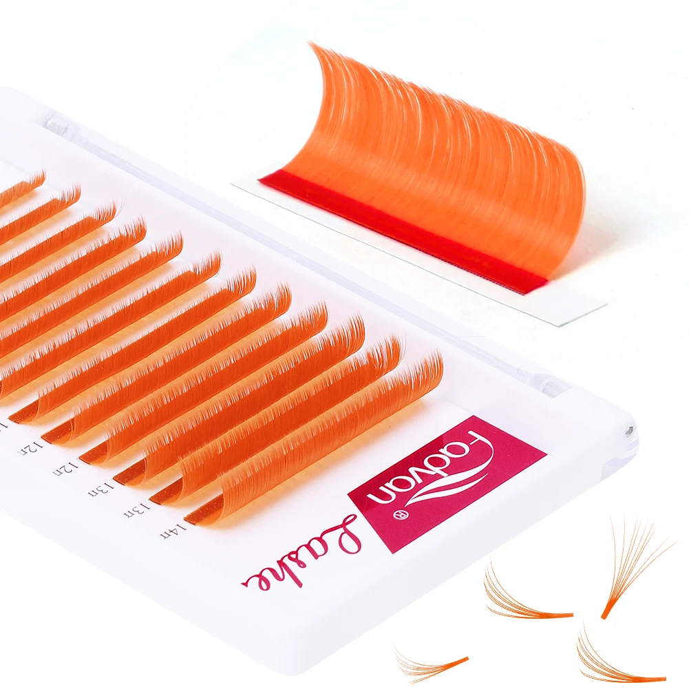 Orange Colored Easy Fan Lashes Russian Volume Lash Extension Makeup Party Club Natural False Eyelash Professional Grafting Tools