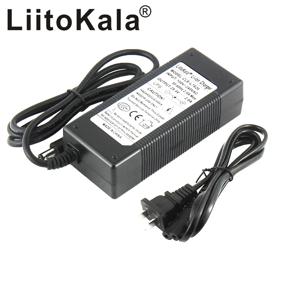 1-5pcs LiitoKala 29.4V 2A 7S electric bike lithium battery charger for 24V 2A lithium battery pack connector charger