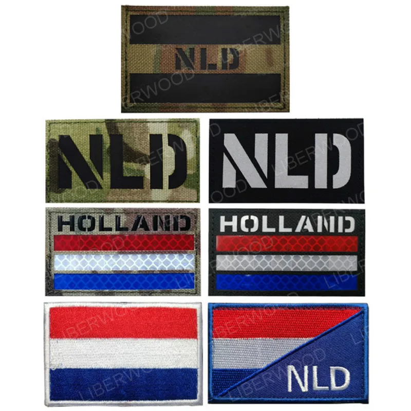 Netherlands Slovakia Czech Ukraine Flag Infrared Reflective Patch Badge Holland Tactical Hook Loop Patches for Clothing