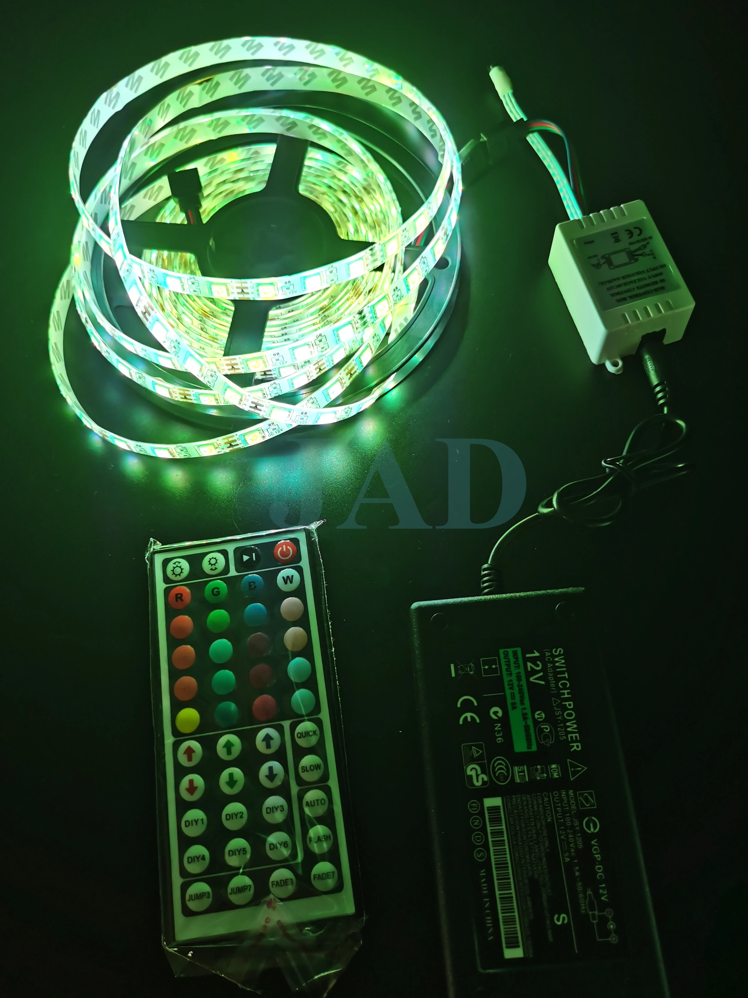 LED Stip Kit DC12V RGB LED Strip 5M Waterproof Flexible Rope Light 5050 60LED/m,24/44Key Remote Controller and 3/5A Power Supply