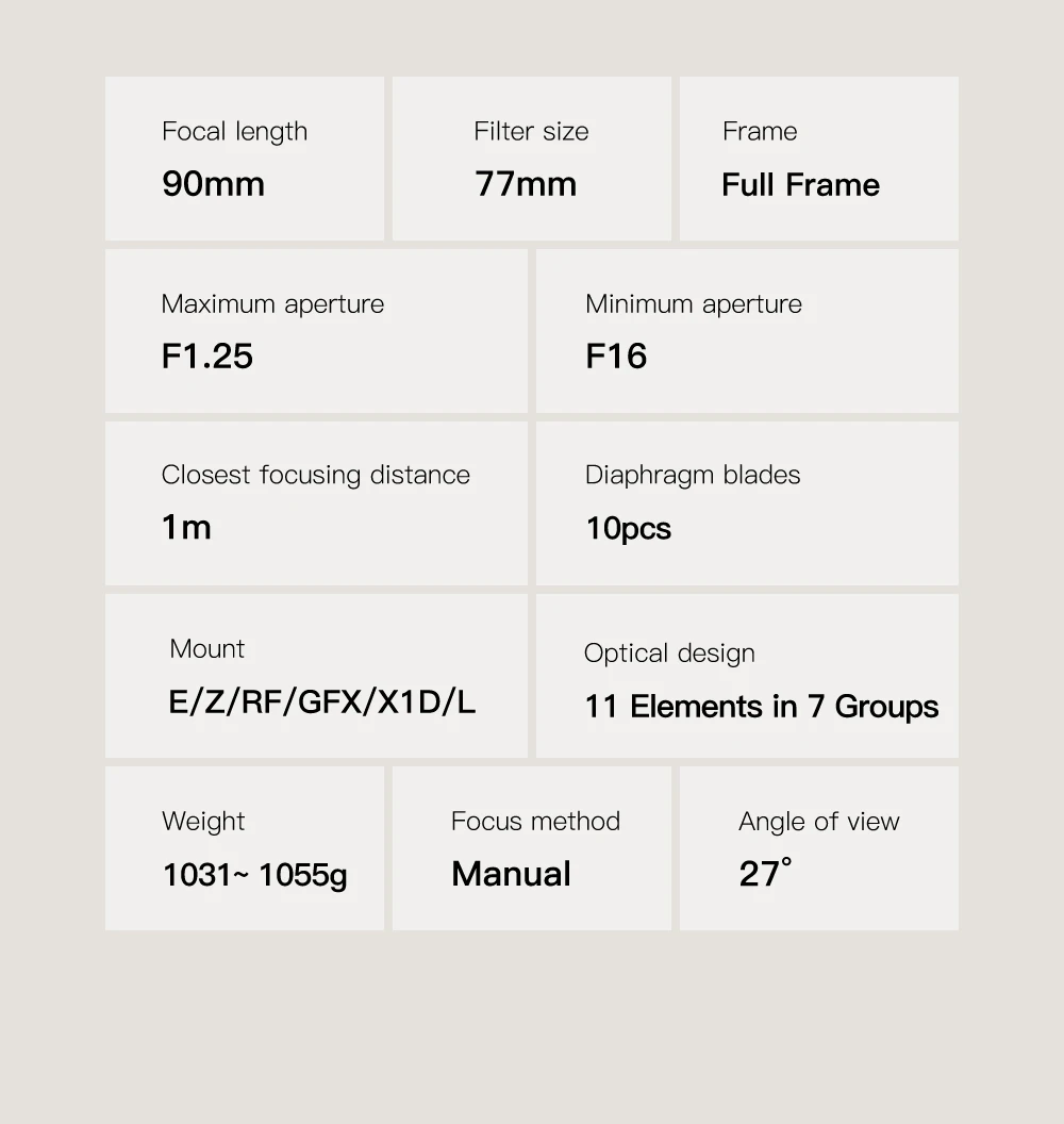 TTArtisan-lente de retrato de enfoque Manual, marco completo, 90mm, F1.25, para cámara Sony E, Nikon Z, Canon RF, EOS, R, Leica, L, Sigma, Hasselbald, X1D