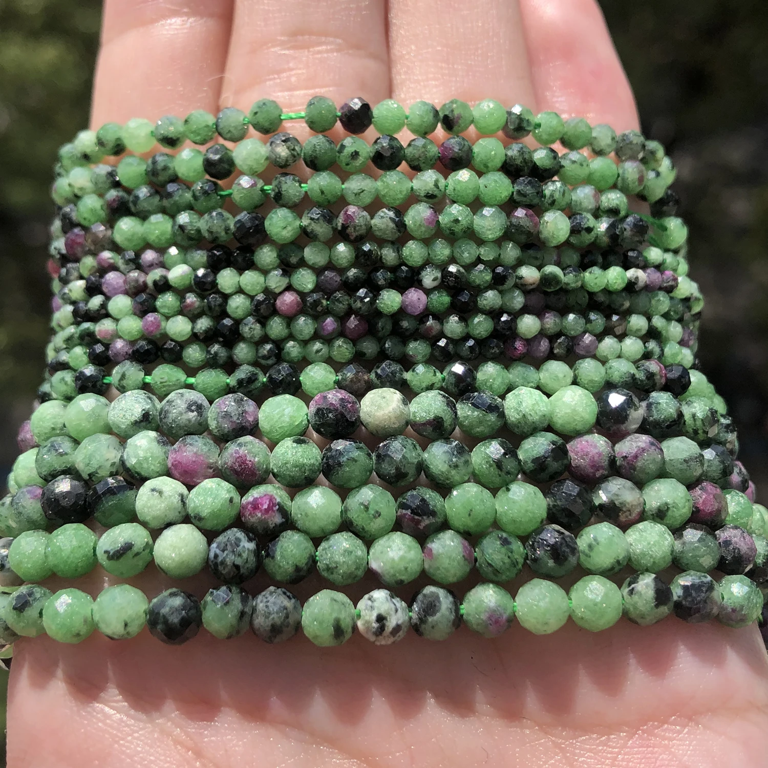 AA Natural  Epidote Zoisite Faceted Loose Beads for Jewelry Making DIY Christmas Gift Bracelets 15\'\' Tiny Stone Bead 2/3/4mm