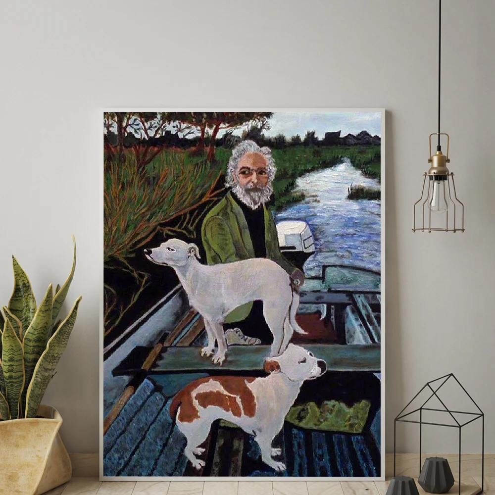 Goodfellas Old Man In Boat With Dogs Movie Painting Posters And Prints Decorative Wall Art Pictures For Living Room Home Decor