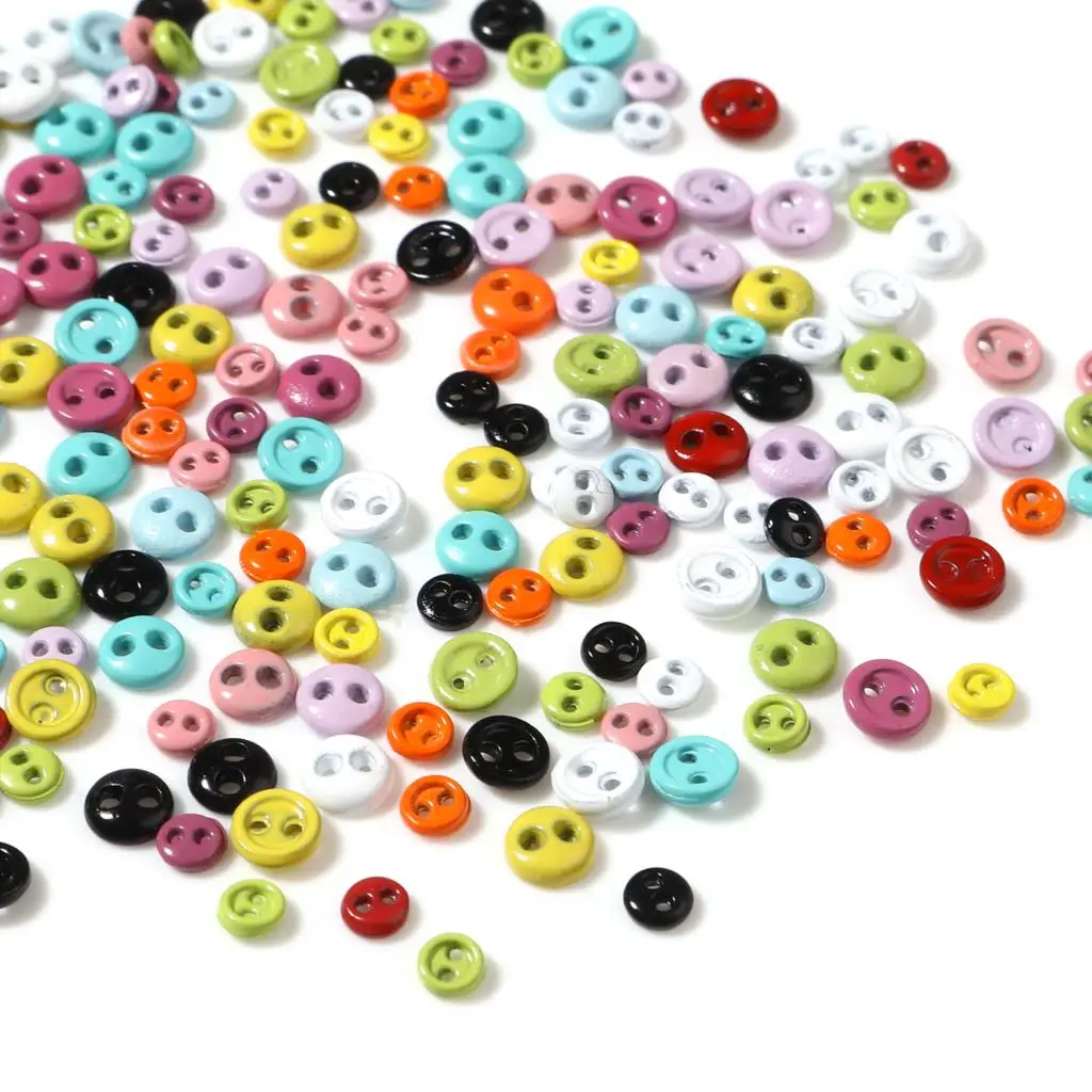 50 Stuks 3/4Mm Handgemaakte Pop Naaien Knoppen Voor Diy Poppenkleertjes Mini Knoppen Ronde Twee Gaten Knoppen kleding Naaien Accessoires