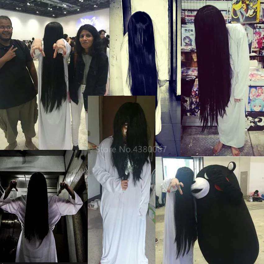 Disfraz de Cosplay de Halloween para mujer adulta, fantasma de terror aterrador, Yamamura, Sadako, Ault, fiesta de carnaval, peluca de bruja Zombie, conjunto de vestido cruzado