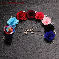 Brooch Pin Man Women Flower Leaves Camellia Flower Lapel Pin Brooches Handmade Fabric Brooch For Men Fashion Wedding Boutonniere