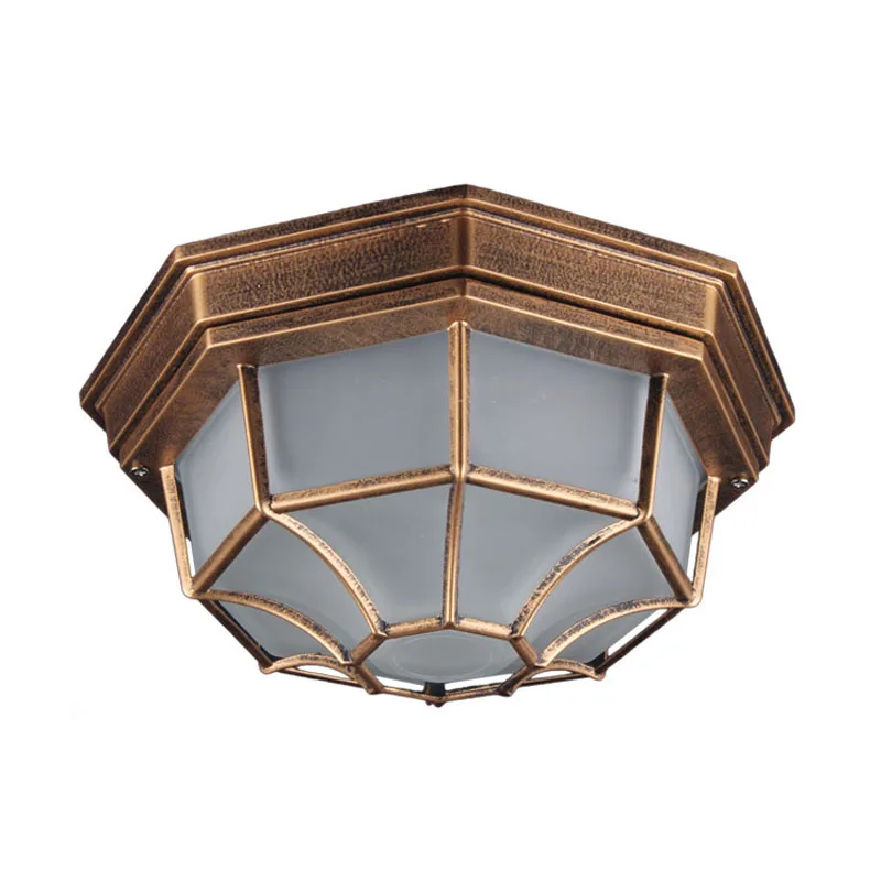 

Rustic Frosted Glass Shade outdoor ceiling lights yard balcony garden flush ceiling lamp Europe Style exterior IP65