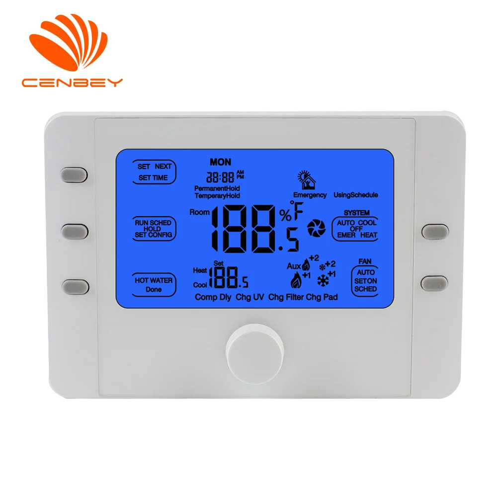 Termostato de ar condicionado inteligente coolair para 3 calor/2 sistema frio bomba de calor sistema ar condicionado termostato bateria 24v