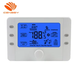 Termostato de ar condicionado inteligente coolair para 3 calor/2 sistema frio bomba de calor sistema ar condicionado termostato bateria 24v