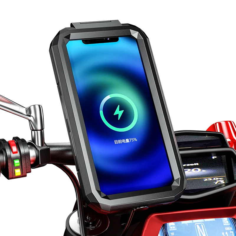 Wodoodporny IP67 telefon motocyklowy uchwyt bezprzewodowy/USB C ładowarka kierownica uchwyt na telefon komórkowy szybkie ładowanie dla telefonów 5.5