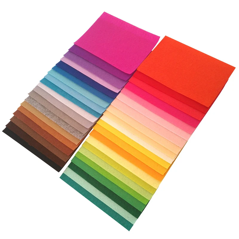 Mix 40 Colors 1mm ThicknessNon Woven Felt Fabric DIY Polyester Cloth Felts With Thread DIY Bundle For Sewing Crafts 10*15CM