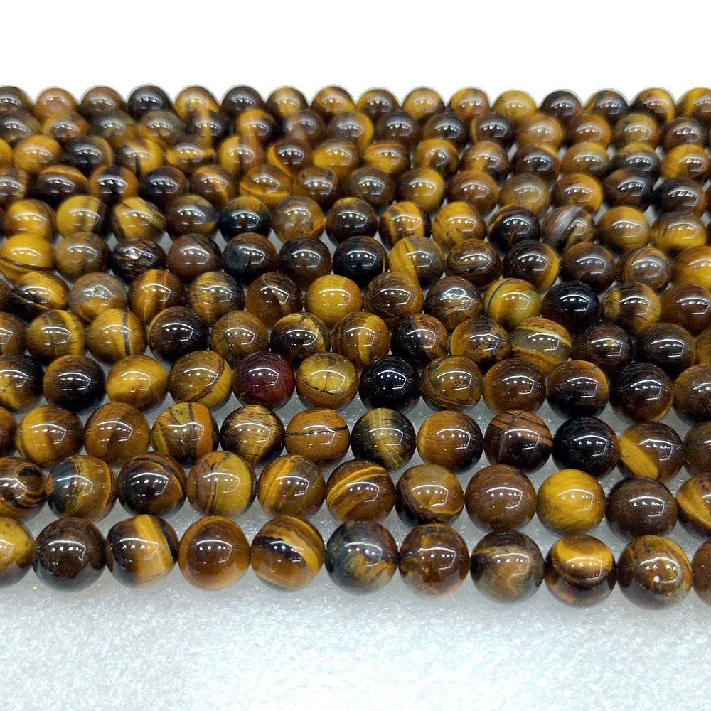 Natural tiger eye stone loose beads Semi-finished product 4-12mm tiger eye stone beads Necklace DIY bracelet accessories 39cm