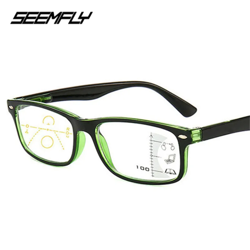 Seemfly Retro Anti Blue Rays Progressive Multifocal Reading Glasses Men Women Near Far Sight Eyeglasses Computer Goggle Eyewear