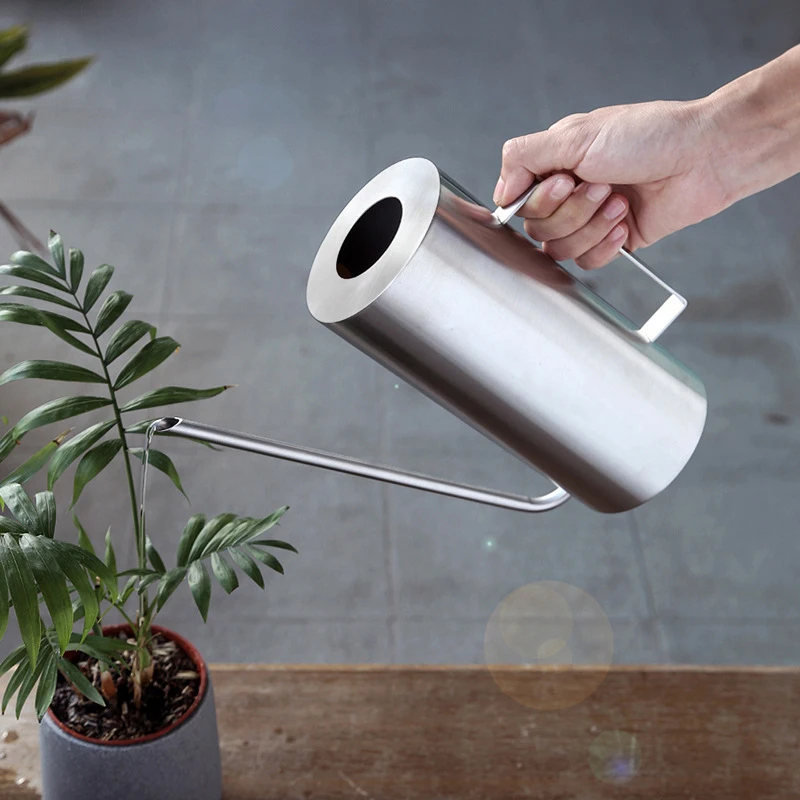 Stainless Steel Watering Pot, Gardening Potted Small Watering Can, Use Handle Perfect for Watering Flower Plants Shower, 1.5L