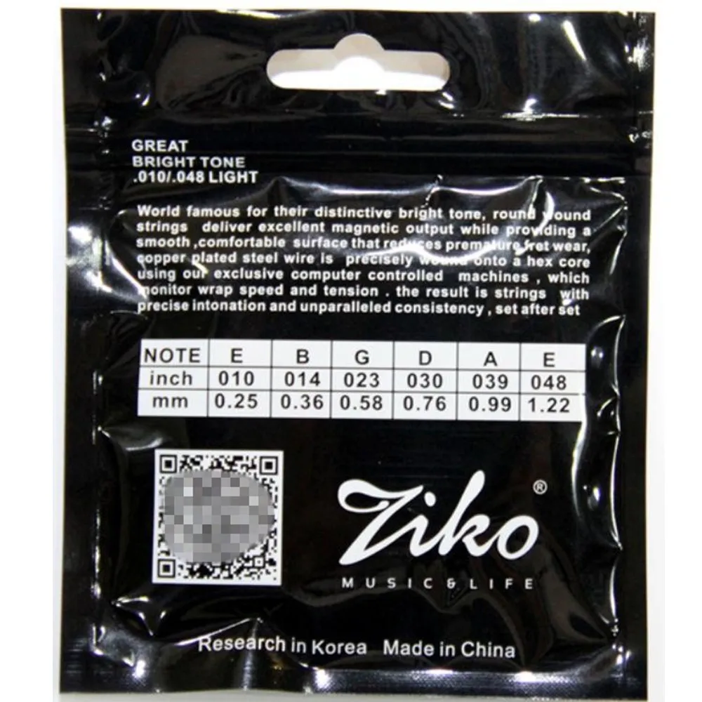 ZIKO 010-048 Acoustic Guitar Strings DAG-010 Steel Core Brass Extra Light Parts Musical Instruments Accessories