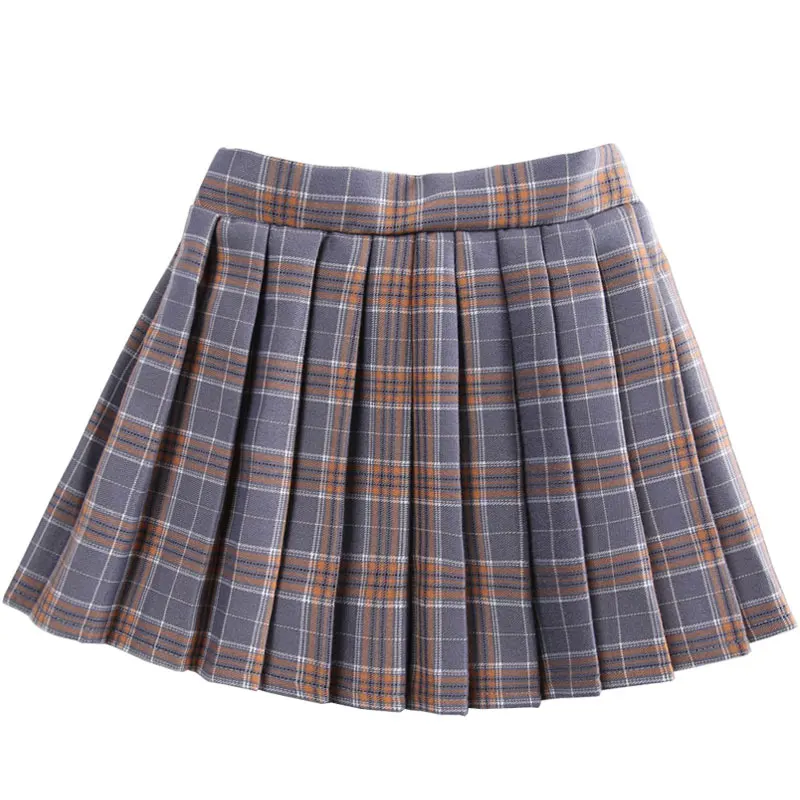 Girls Skirts Plaid for Kids Mini Vestido Gray Shool Sweet Women Skirt Kids Clothes for 2 3 4 6 8 10 12 14 Year Old OKS194006