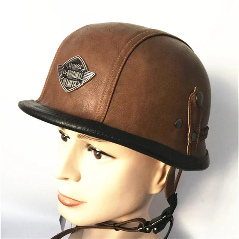 

Motorcycle Helmet Unique 4 Types M/L/XL German Style Half Face German Helmet Leather Vintage Motorcycle Helmet