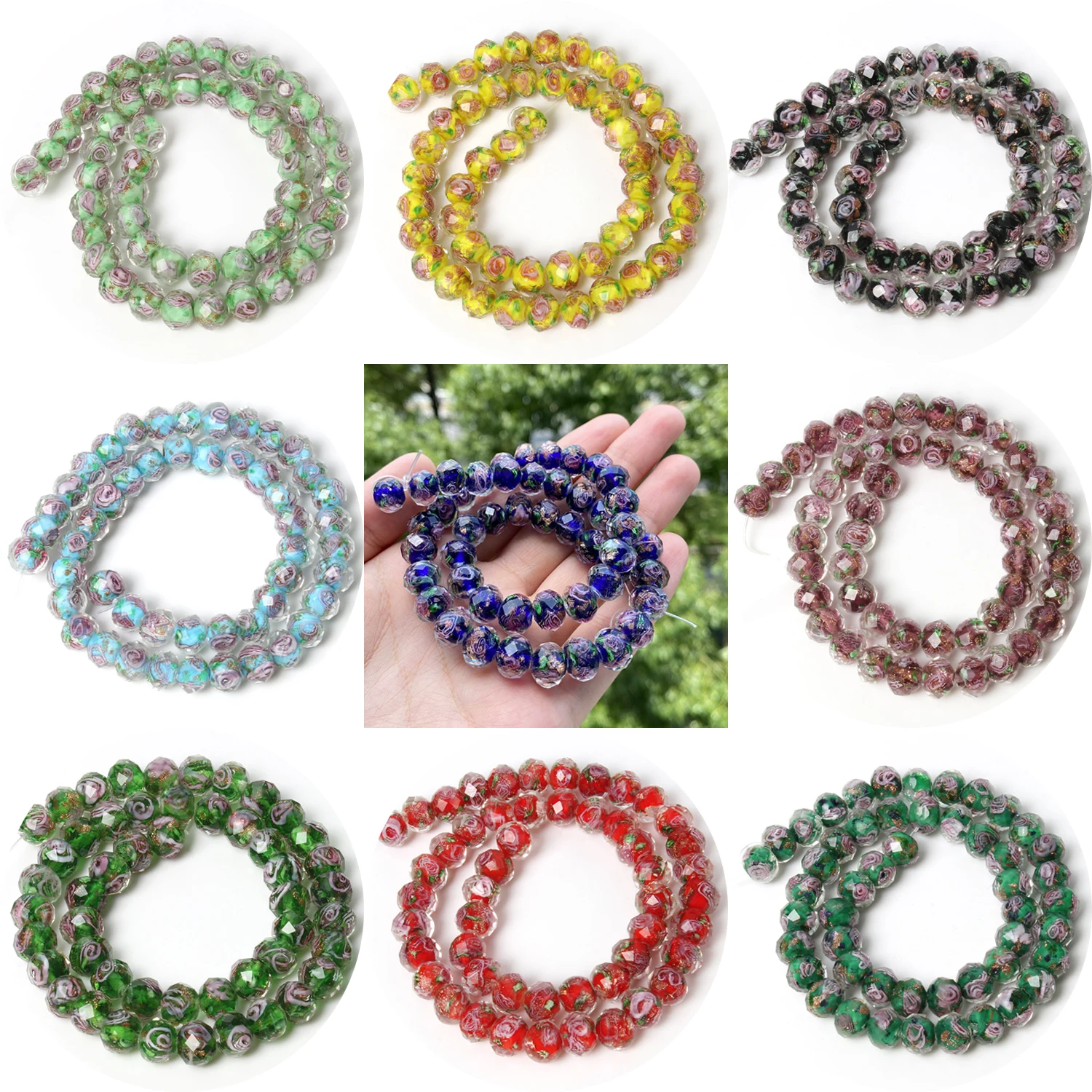 10pcs/lot Multiple Colors 10mm Murano Transparent Glass Beads Lampwork Loose Beads for Bracelet Necklace DIY Jewelry Making