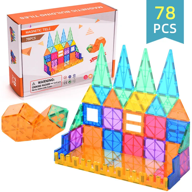 LFAYER 7.5cm 48/78PCS blocchi magnetici piastrelle da costruzione blocchi di costruzione magnetici imposta giocattoli educativi per regalo per bambini