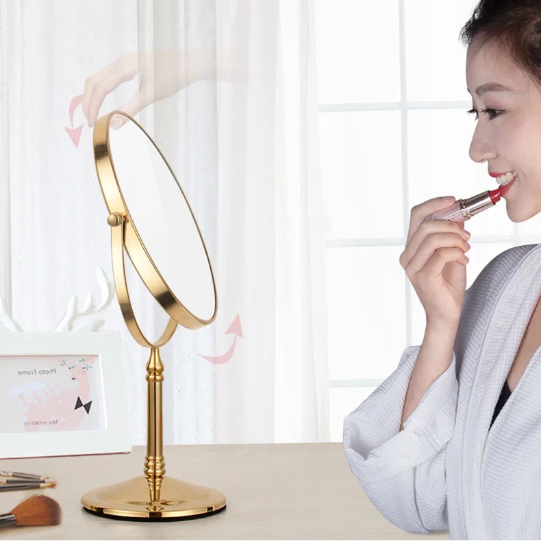 Bath Mirrors 8 Inch 3X 1X Magnification Makeup Mirror Double Sided Makeup Mirror Desktop Women Mirror Table Gold Brass aba641