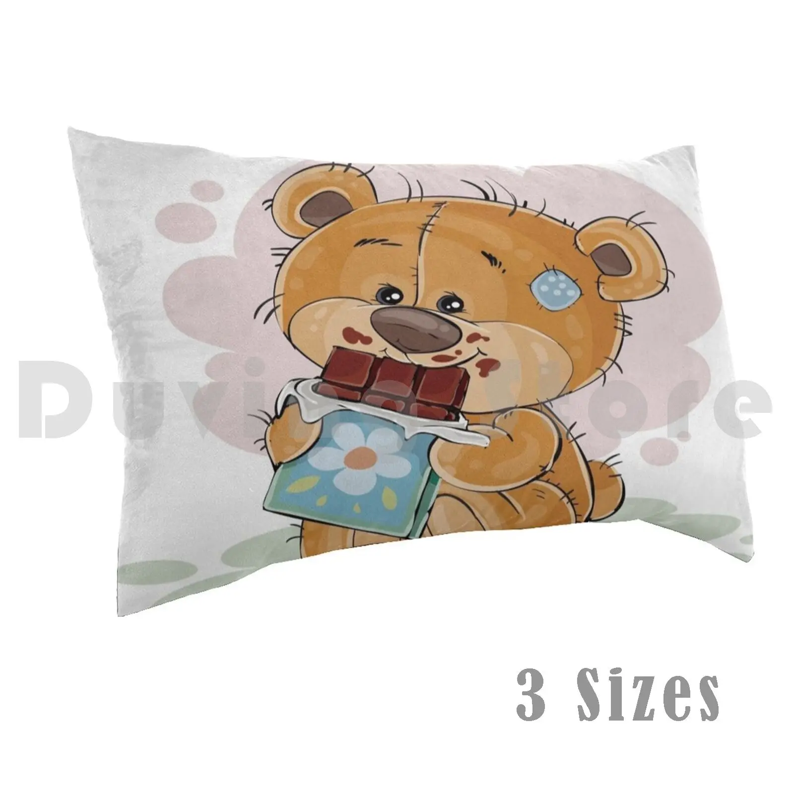 Teddy Bear With His Chocolate Pillow Case 20*30 Inch Bear Teddy Bear Teddy Cute Animal Forest Funny Beard