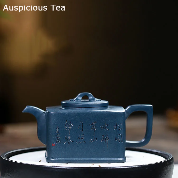 330ml Yixing Raw Ore Azure Clay Handmade Household Purple Clay Health Preserving Teapot Kung Fu Tea Set Tea Ceremony Drinkware