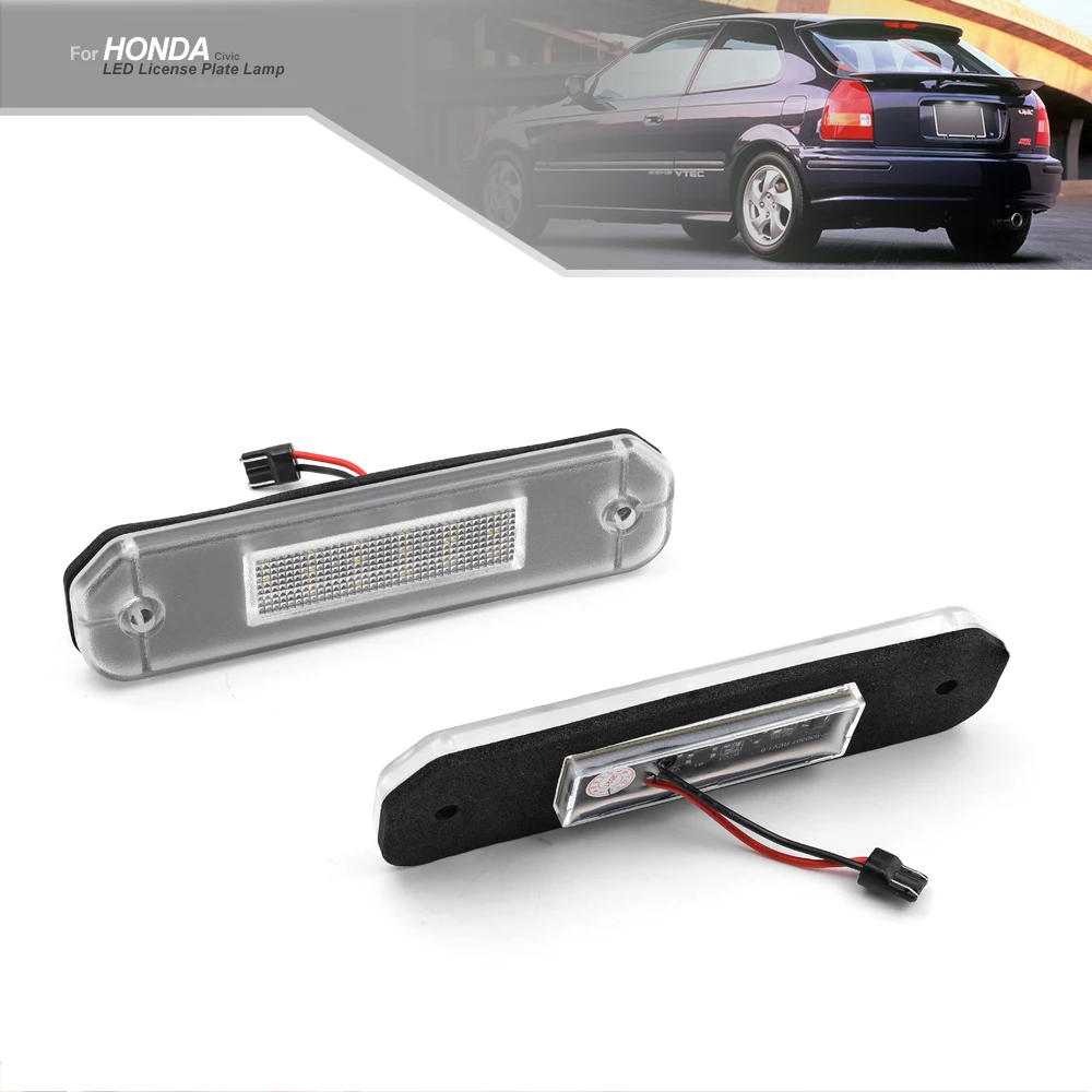 12V LED License Number Plate Light CANBUS Error Free Car Rear Lamps for Honda Civic 96-00 CR-X Del Sol 93-97 6th Gen Hatchback