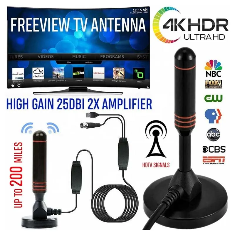 

200 Mijl 1080P Hd Tv Antenne Hdtv 25DB Indoor Digitale Antenne Antenne Booster Voor Dvb-t Antenne Tv Hd DVB-T2 radio Tv Antenne