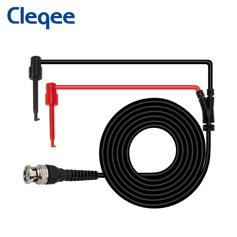 Cleqee-قابس ذكر P1007 BNC Q9 إلى خطاف اختبار مزدوج ، رصاص اختبار مسبار الذبذبات كابل 120 سنتيمتر