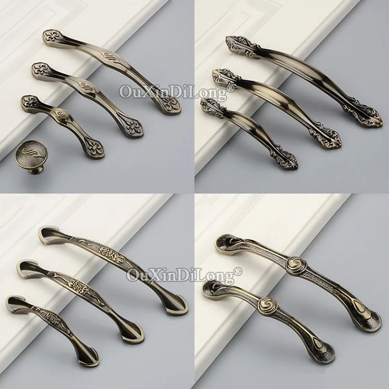 Elegant 10PCS European Bronze Kitchen Cabinet Door Handles Cupboard Wardrobe Drawer Dresser TV Cabinet Pulls Handles & Knobs