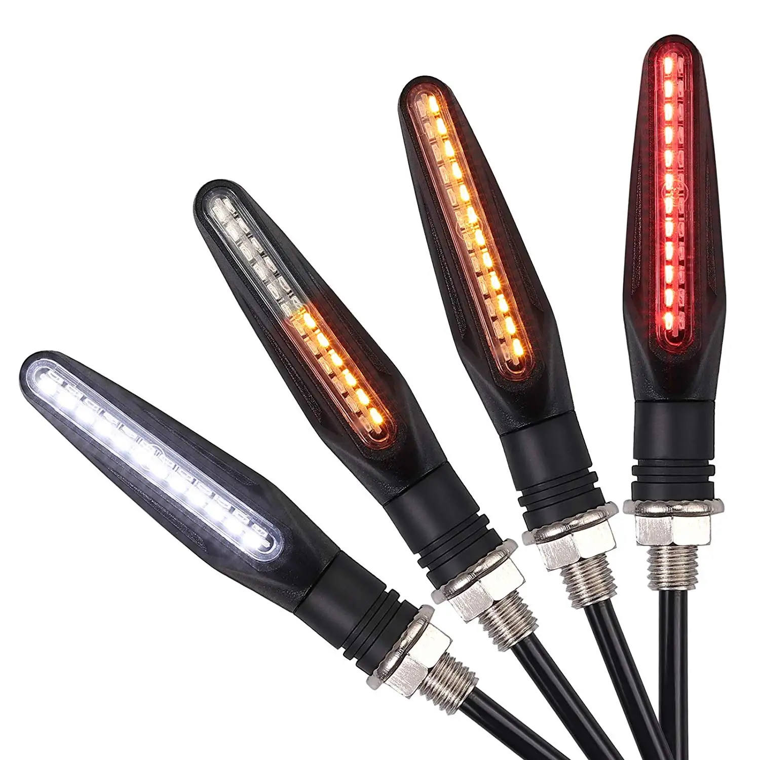 24LED Motorcycle Turn Signals Light DRL daytime Runing Tail Flasher Flowing Water Blinker Motor High Bright Amber Indicator