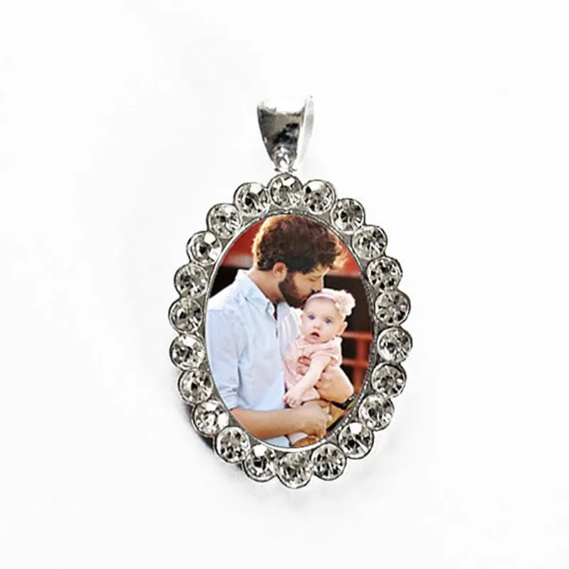 

Custom Bridal Bouquet Charm Rhinestone, Memorial Photo Charm, Personalized wedding Photo Pendant, Bridal shower gift idea