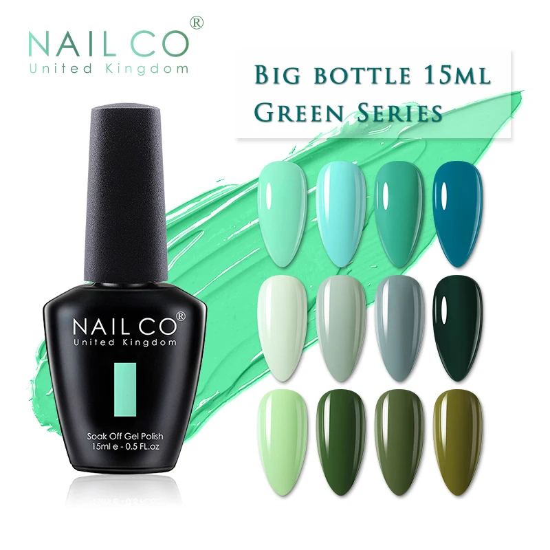 

NAILCO Green Color Series 15ml Summer Gel Nail Polish Varnish Hybrid Varnish Paint Stamp Ink Top LED Nailpolish Soak Off Gel Lak