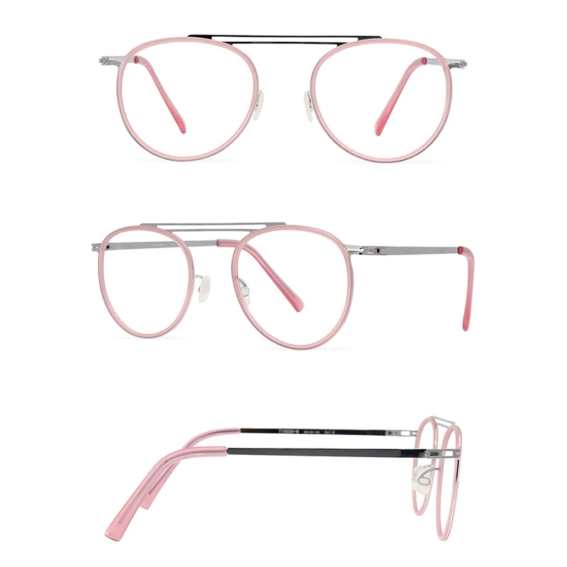 

Belight Optical Men Women Double Bridge Acetate Round Shape Prescription Eyeglasses Spectacle Frame Eyewear T19028-M