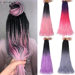 Ombre Senegalese Twist Hair Box Braids Synthetic 24Inch Long Rainbow Pink Braiding Hair 30Roots Crochet Hair for African Braids