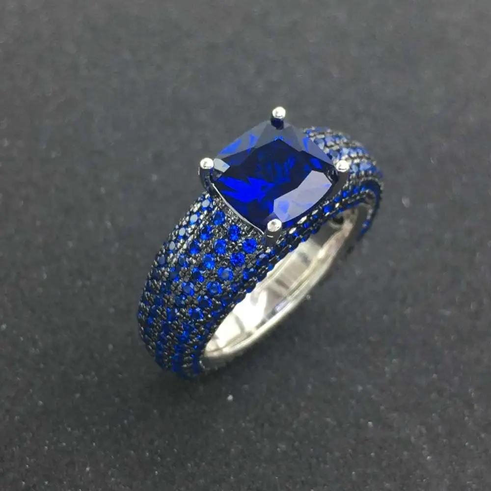 VANTJ New Design Emerald Sapphire Ring Sterling 925 Silver Created Gemstone Signity Spine Aquamaline Stone for Women Party Gift