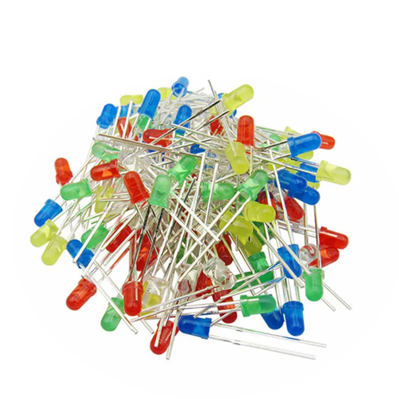 100pcs 3mm LED Light Assorted Kit DIY LEDs Set White Yellow Red Green Blue 5kinds X 20pcs=100pcs