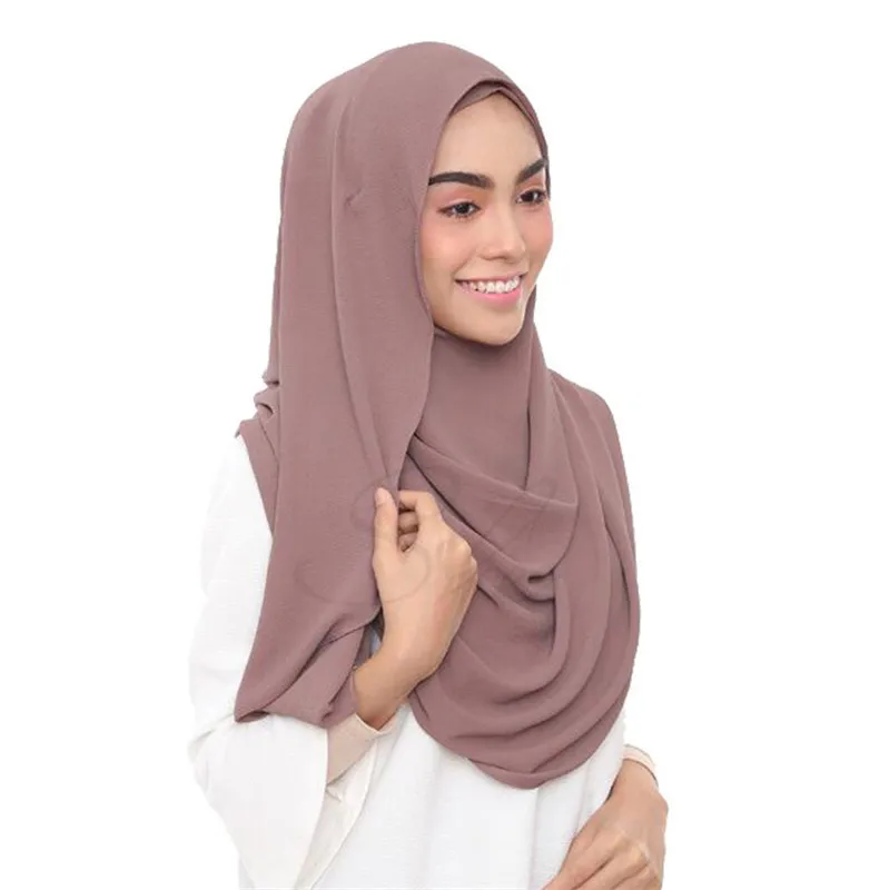 Bufanda musulmana de gasa para mujer, pañuelo para la cabeza de color sólido, pashmina, fácil de usar, tiendas hijab, novedad de 2020