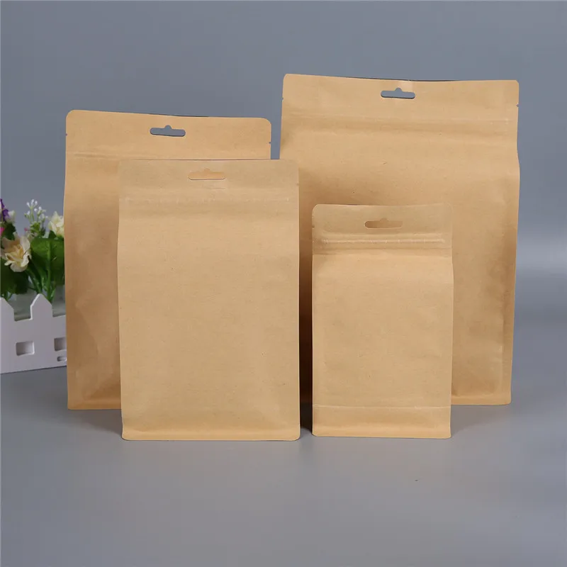 StoBag 50pcs Universal Kraft Paper Food Packaging Bag Octagon Seal Ziplock Tea Nut Food Gift Bag Anise Dry Goods Sand-up Pouch