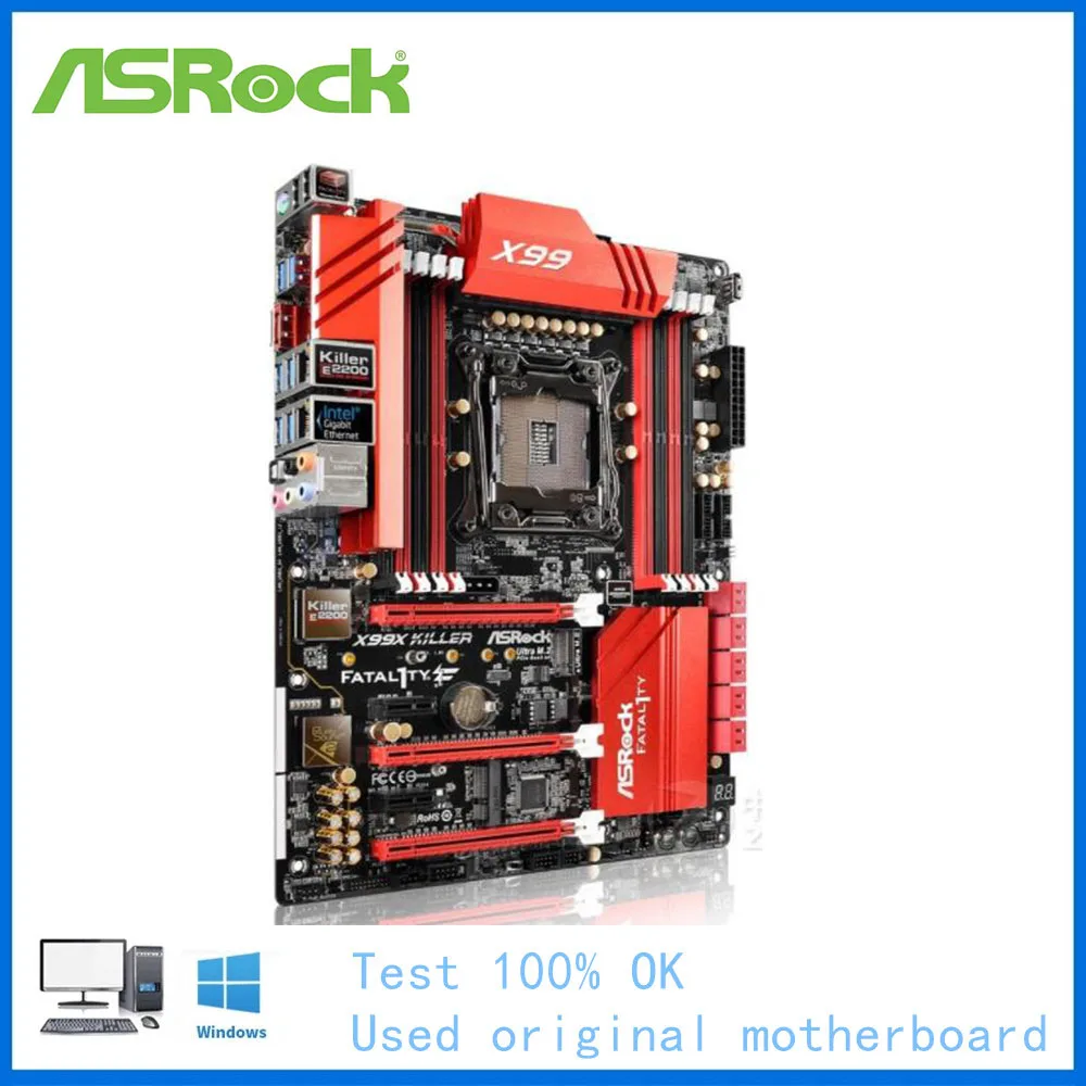 For ASRock Fatal1ty X99X Killer Motherboard LGA 2011 V3 2011-3 For Intel X99 DDR4 Used Desktop Mainboard USB3.0  E5 2670 2680