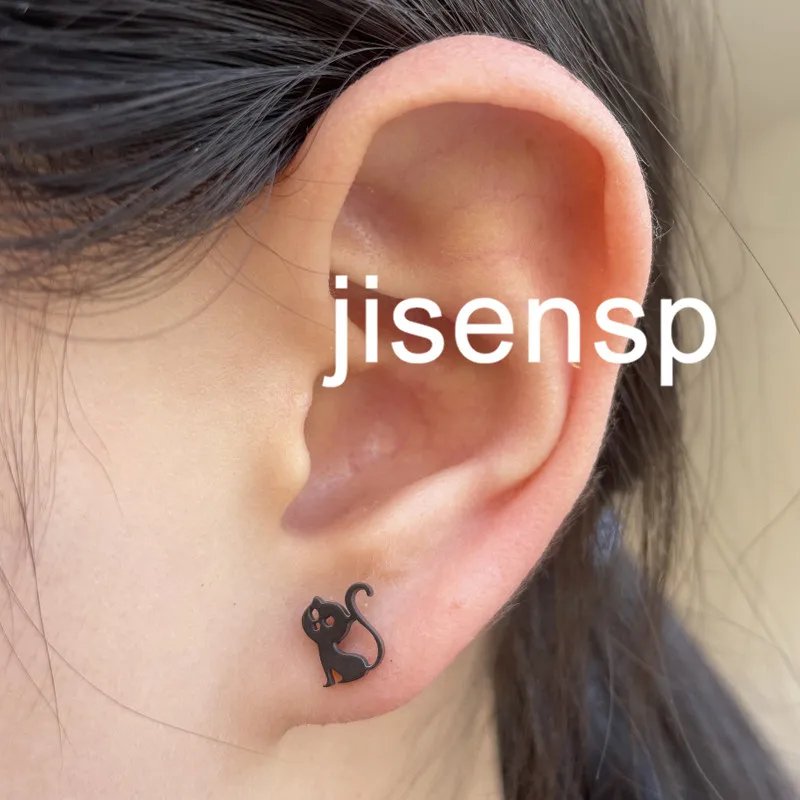 Multiple Tiny Stainless Steel Animal Earrings for Women Cute Hummingbird Fish Seahorse Wolf Earings Jewelry Accessory Gift