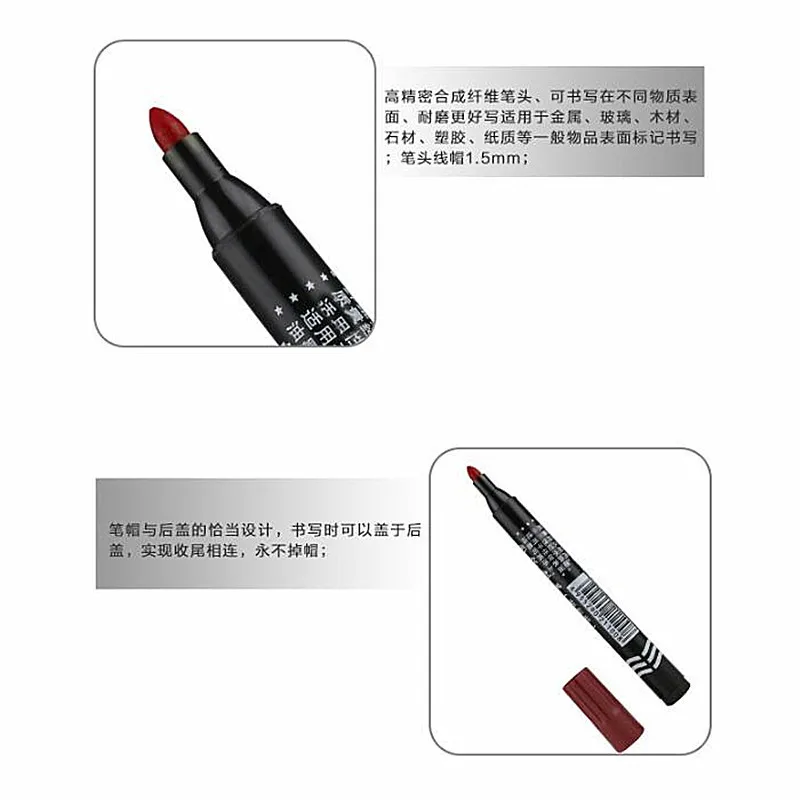 50/100pcs Permanent Paint Marker Pen Oily Waterproof Black Pen for Tyre Markers Quick Drying Signature Pen Stationery Supplies