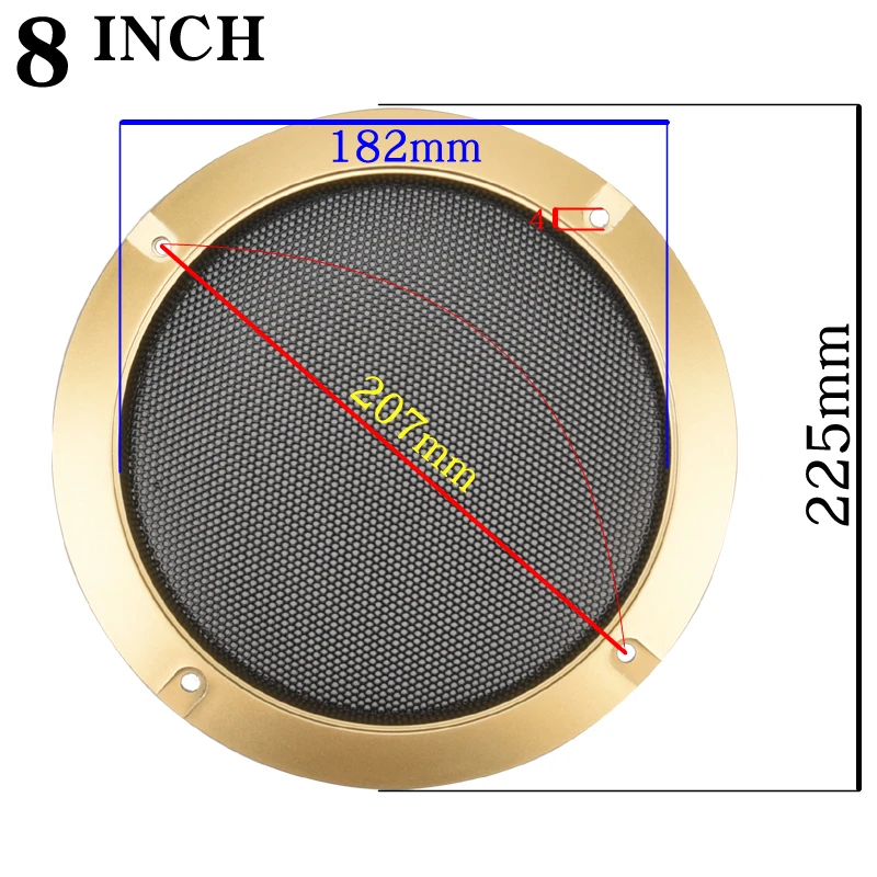 Golden 2 3 4 5 6.5 8 10 INCH Speaker Net Cover High-grade Car home mesh enclosure speakers Plastic Frame Metal iron wire grilles