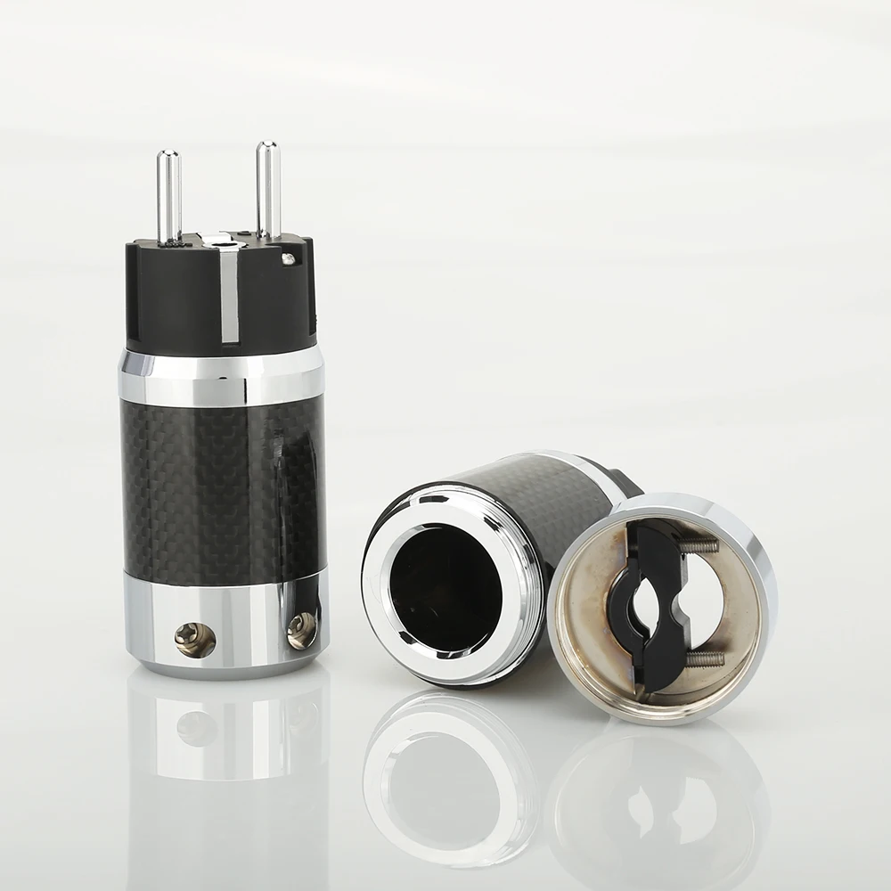Audiocrast คาร์บอนไฟเบอร์ SCHUKO ปลั๊ก IEC หญิงเกรด DIY Power CABLE Leads HIFI