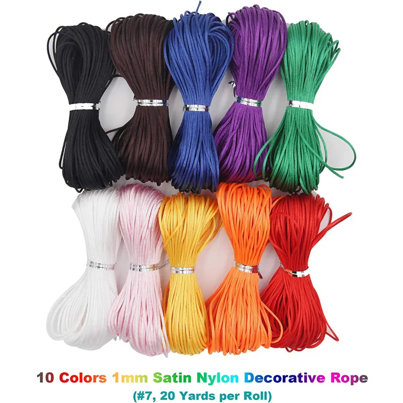 Satin Nylon Decorative Rope Craft Knotted String for Bracelet Beaded Jewelry Making Chinese Knotting Christmas Tree Supplies