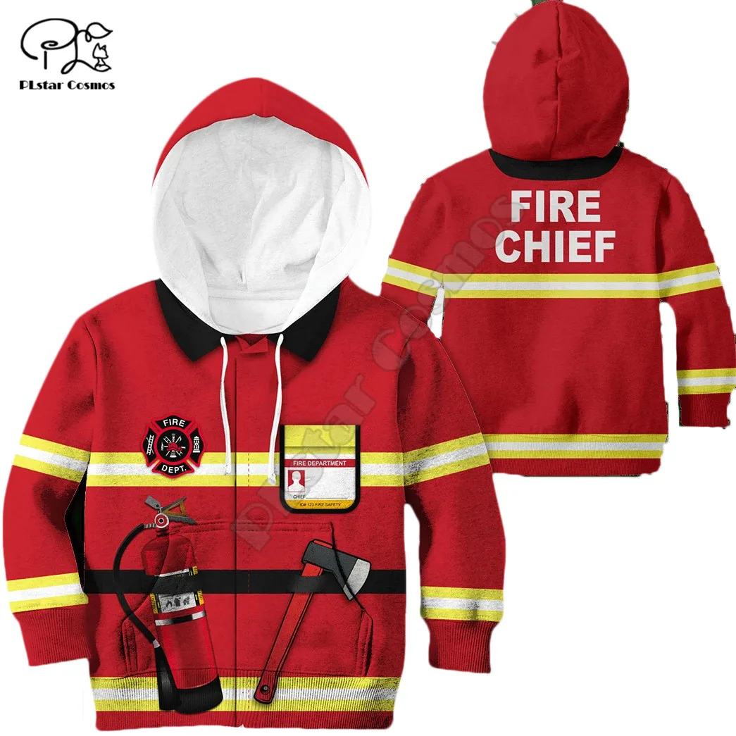 Firefighter Customize your name 3d printed Hoodies kids Pullover Sweatshirt Tracksuit jacket t shirts Halloween Cosplay boy girl