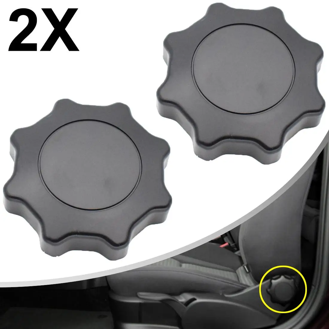 2x For VW Beetle Bora Polo Golf Passat B5 Caddy Transporter T4 Jetta MK4 Black Seat Adjustment Knob Handle 1J0881671F