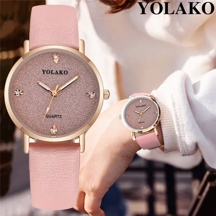 Top Nice High Quality Vogue Womens Ladies Simple Watches Geneva Faux Leather Analog Quartz Wrist Watch clock saat  watch