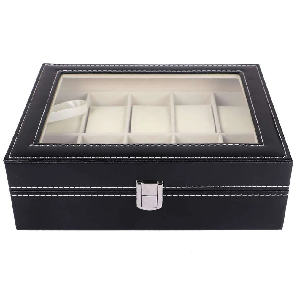 6/10/12/20 Slots Watch Box Clock Storage Box Faux Leather Wrist Watch Men/Watch Display Case Watch Jewelry Organizer